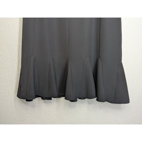 Ann Taylor 100% Silk Black Sheath Dress Size 6 Ruffle Hem Classic Office Work - Picture 4 of 7